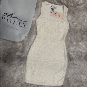 Additional photos for Oh Polly Embellished Square Neck Mini Dress in white